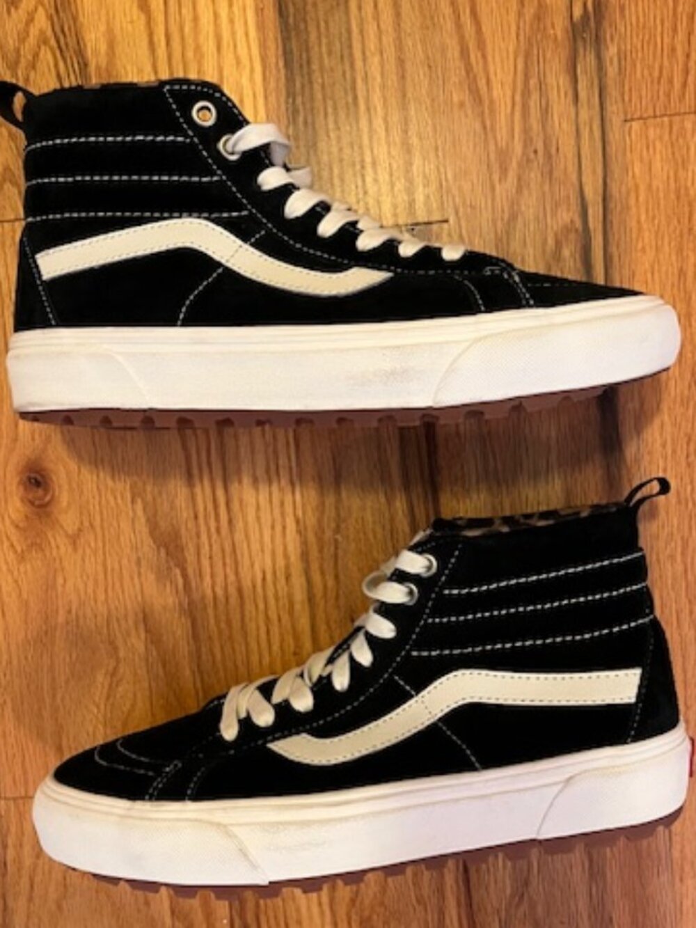 VANS | Black Suede Leopard Print High-Tops edgy Wm10 Men8.5 Unisex Edgy Goth-EUC